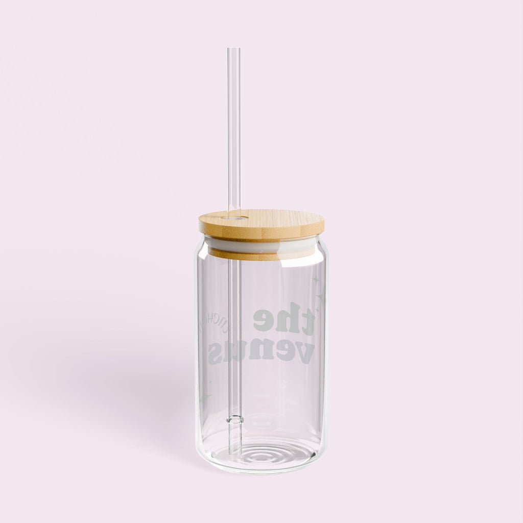 The Venus Enchantress Glass Cup - 16oz - Eco-Friendly Glass Cup with Glass Straw