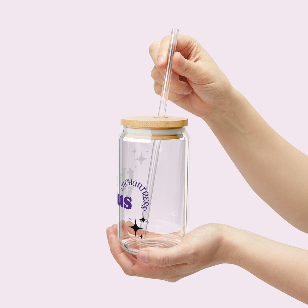 The Venus Enchantress Glass Cup - 16oz - Eco-Friendly Glass Cup with Glass Straw