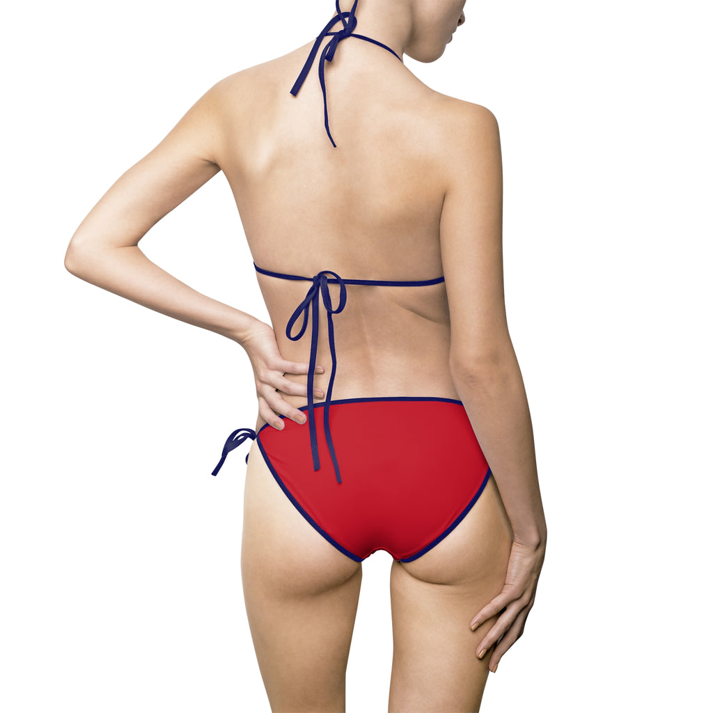Red Bikini Swimsuit with Black or Blue Straps